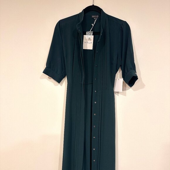 WILLA Dark Green Shirt Dress - NWT - Picture 1 of 4